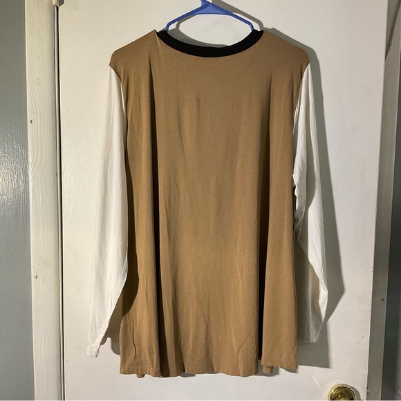 Anne Klein Vintage Beige White & Black V neck Long SL Pullover Top 3X - Picture 2 of 4
